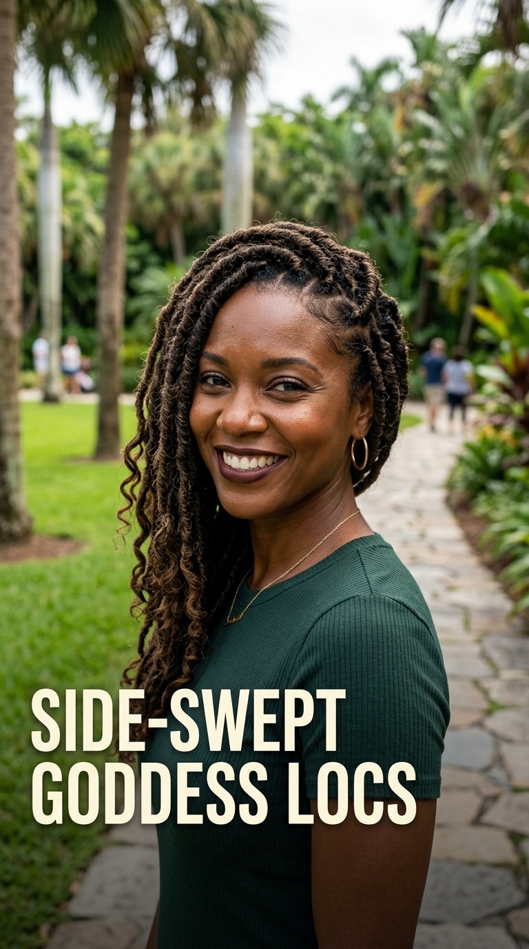 Side-Swept Goddess Locs