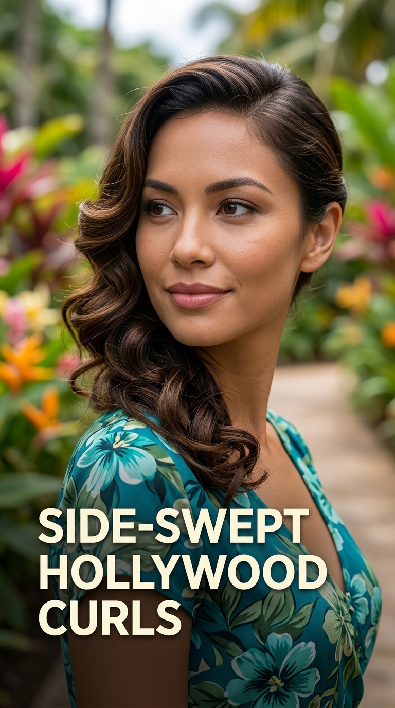 Side-Swept Hollywood Curls