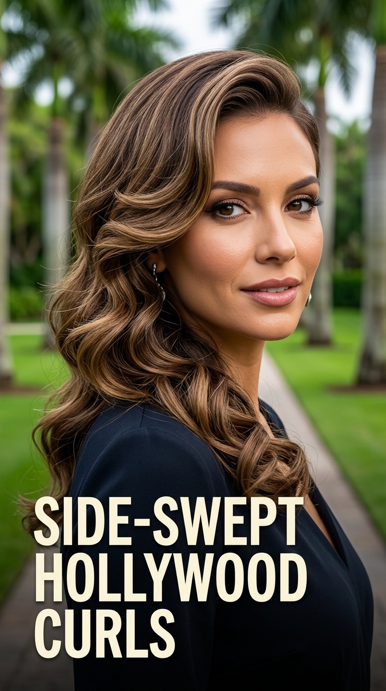 Side-Swept Hollywood Curls