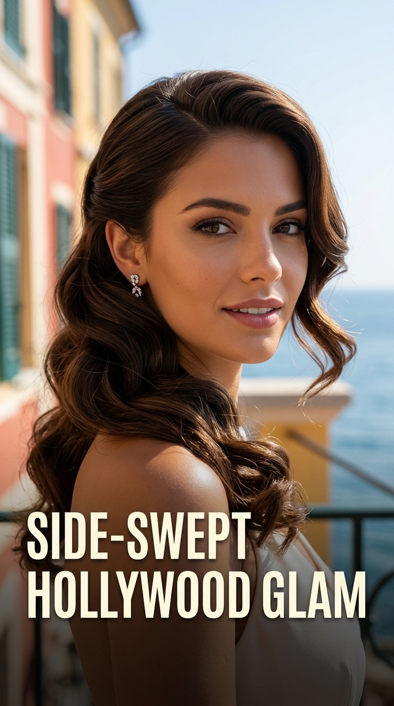 Side-Swept Hollywood Glam