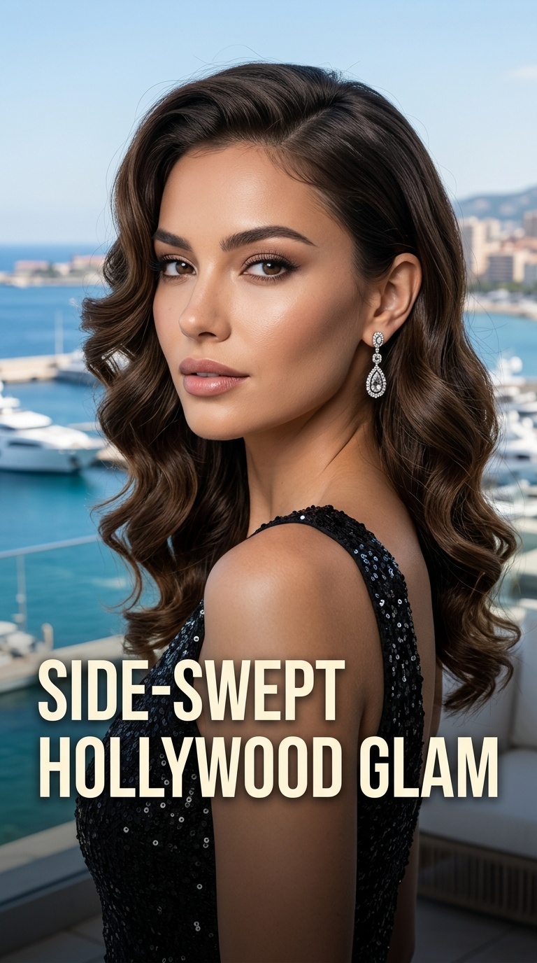 Side-Swept Hollywood Glam