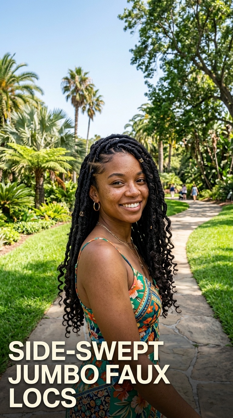 Side-Swept Jumbo Faux Locs