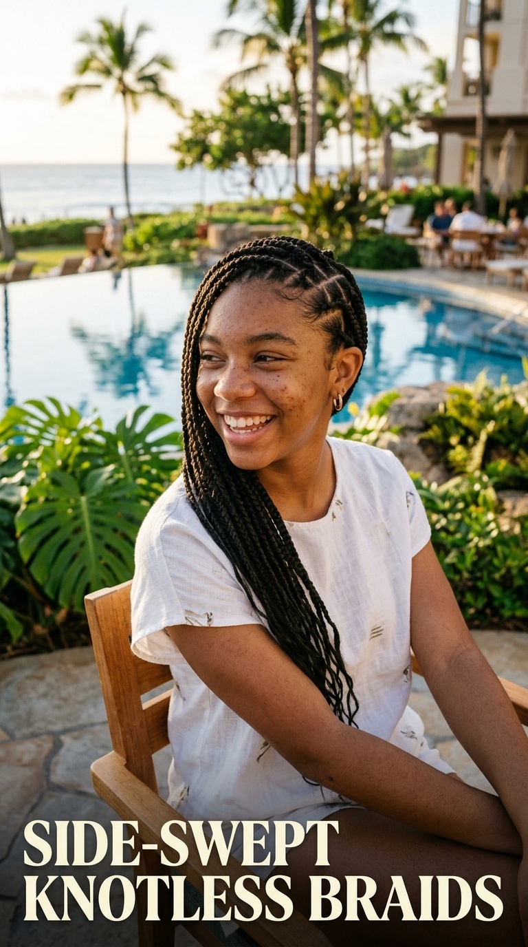 Side-Swept Knotless Braids