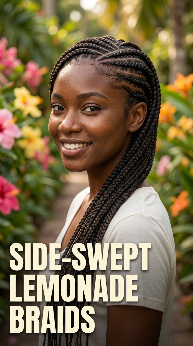 Side-Swept Lemonade Braids