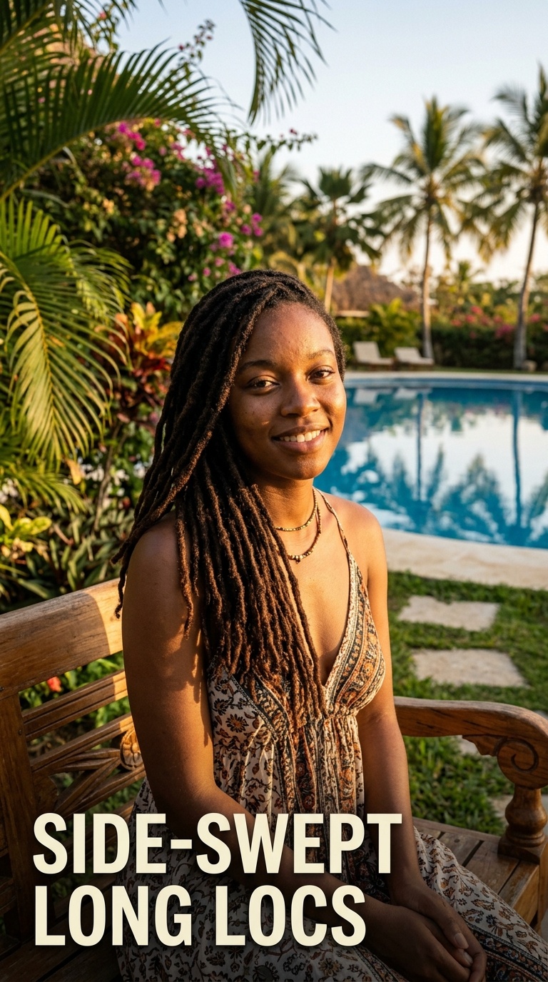 Side-Swept Long Locs