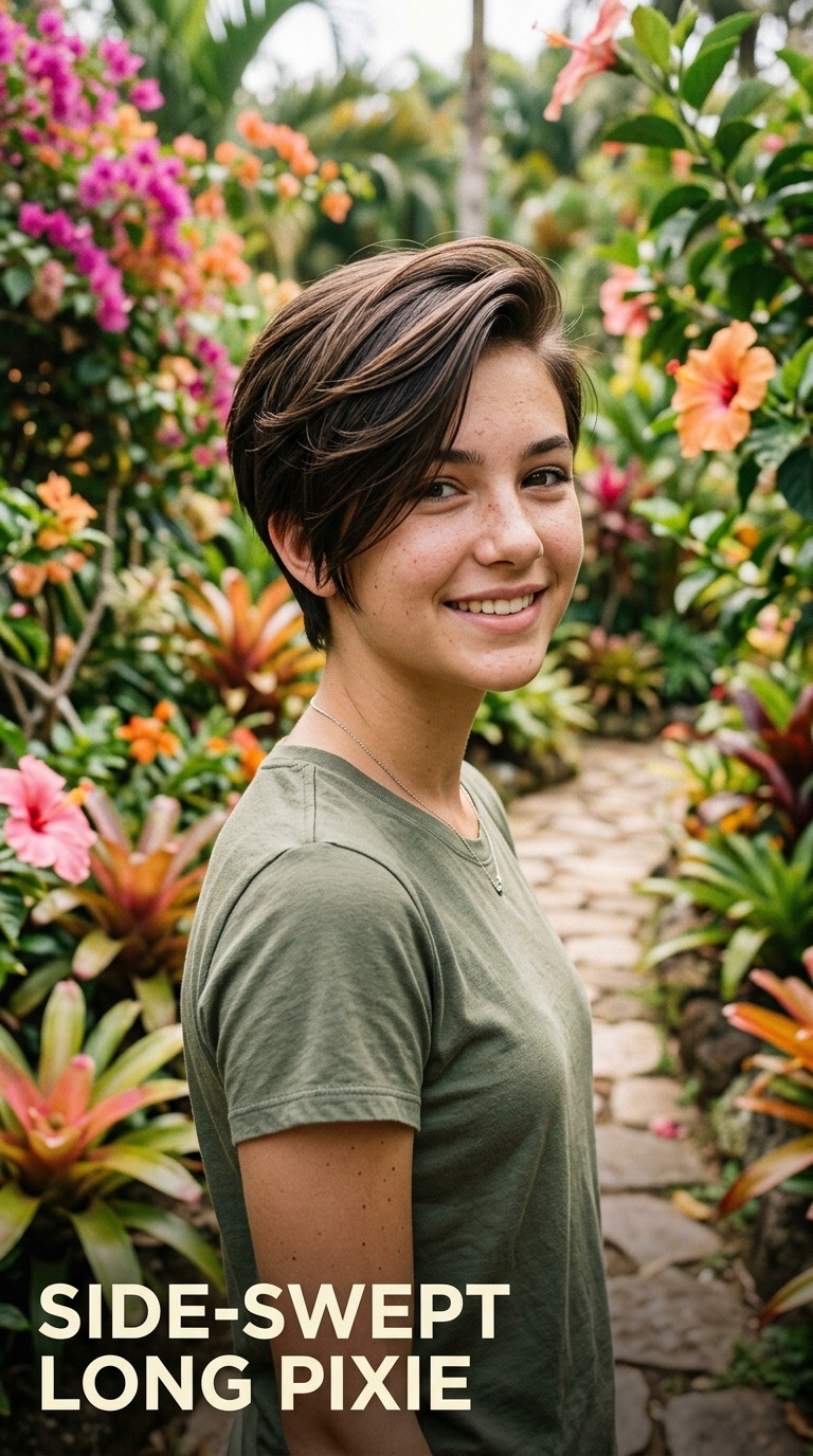 Side-Swept Long Pixie
