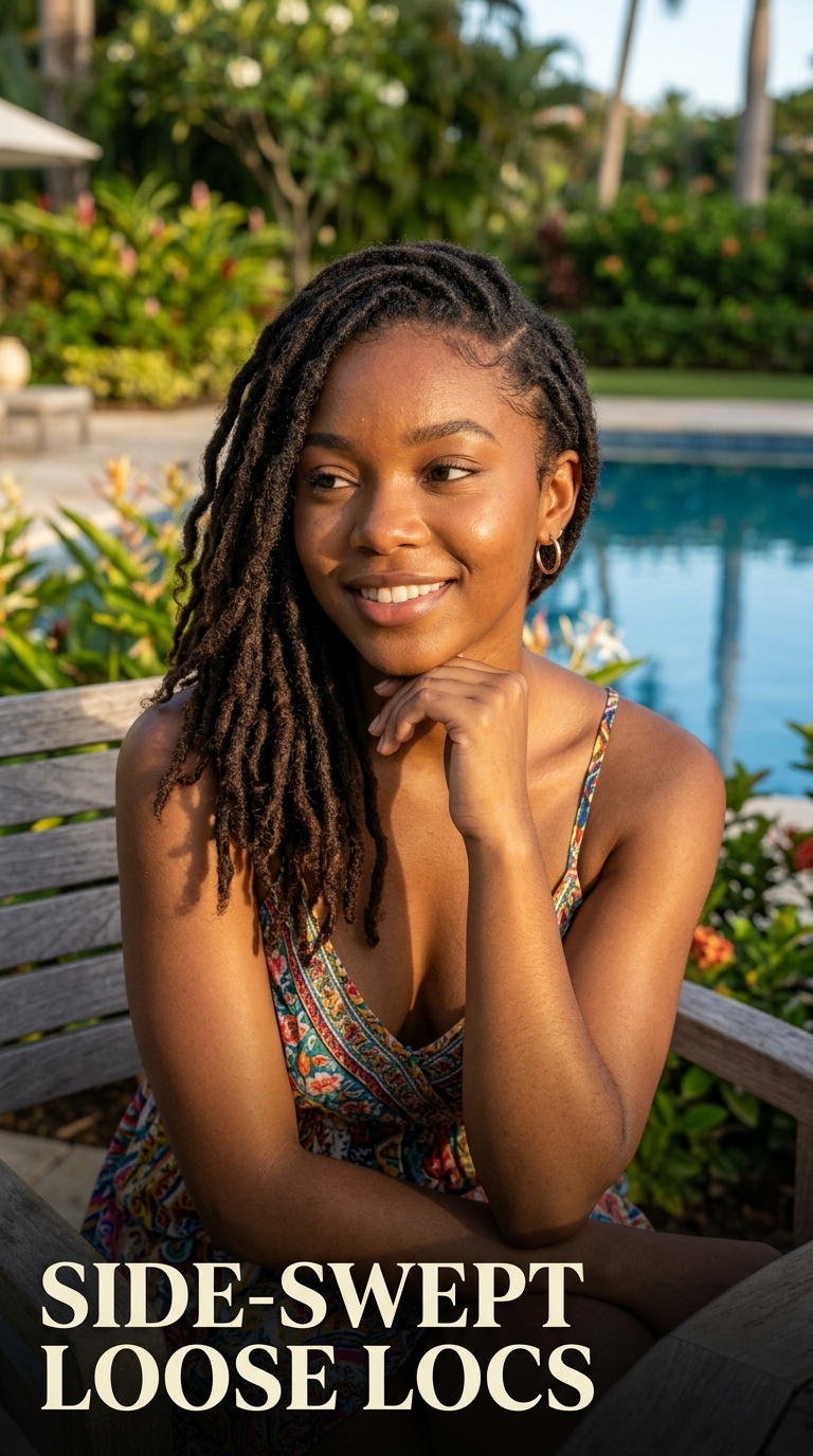 Side-Swept Loose Locs
