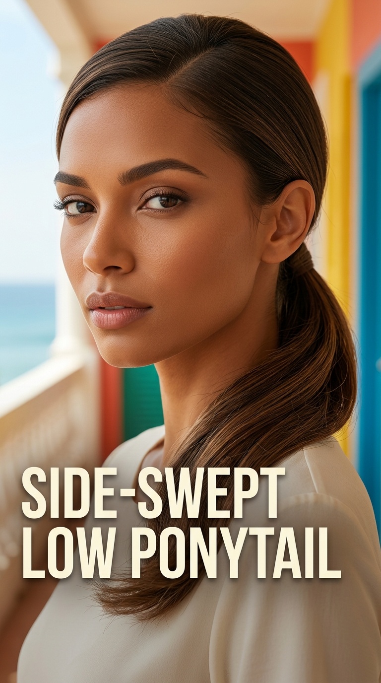 Side-Swept Low Ponytail