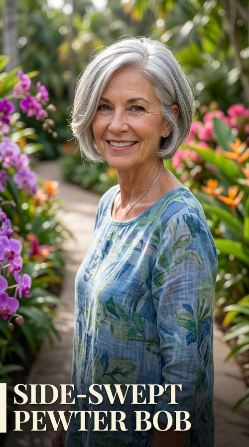 Side-Swept Pewter Bob