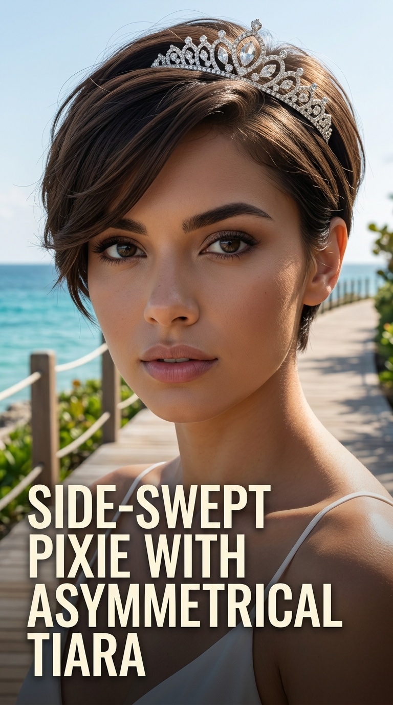 Side-Swept Pixie with Asymmetrical Tiara