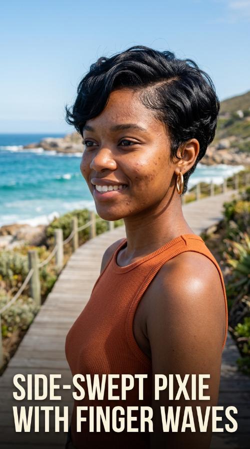 Side-Swept Pixie with Finger Waves
