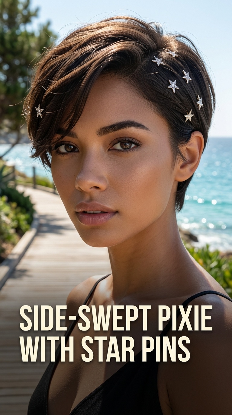Side-Swept Pixie with Star Pins