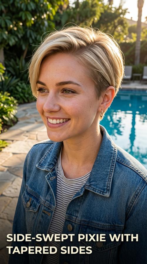 Side-Swept Pixie with Tapered Sides