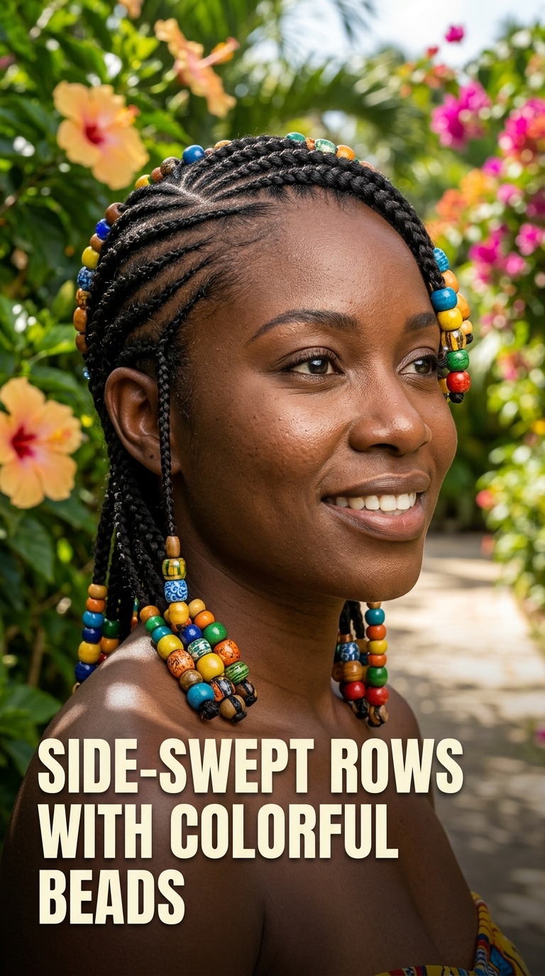 Side-Swept Rows with Colorful Beads