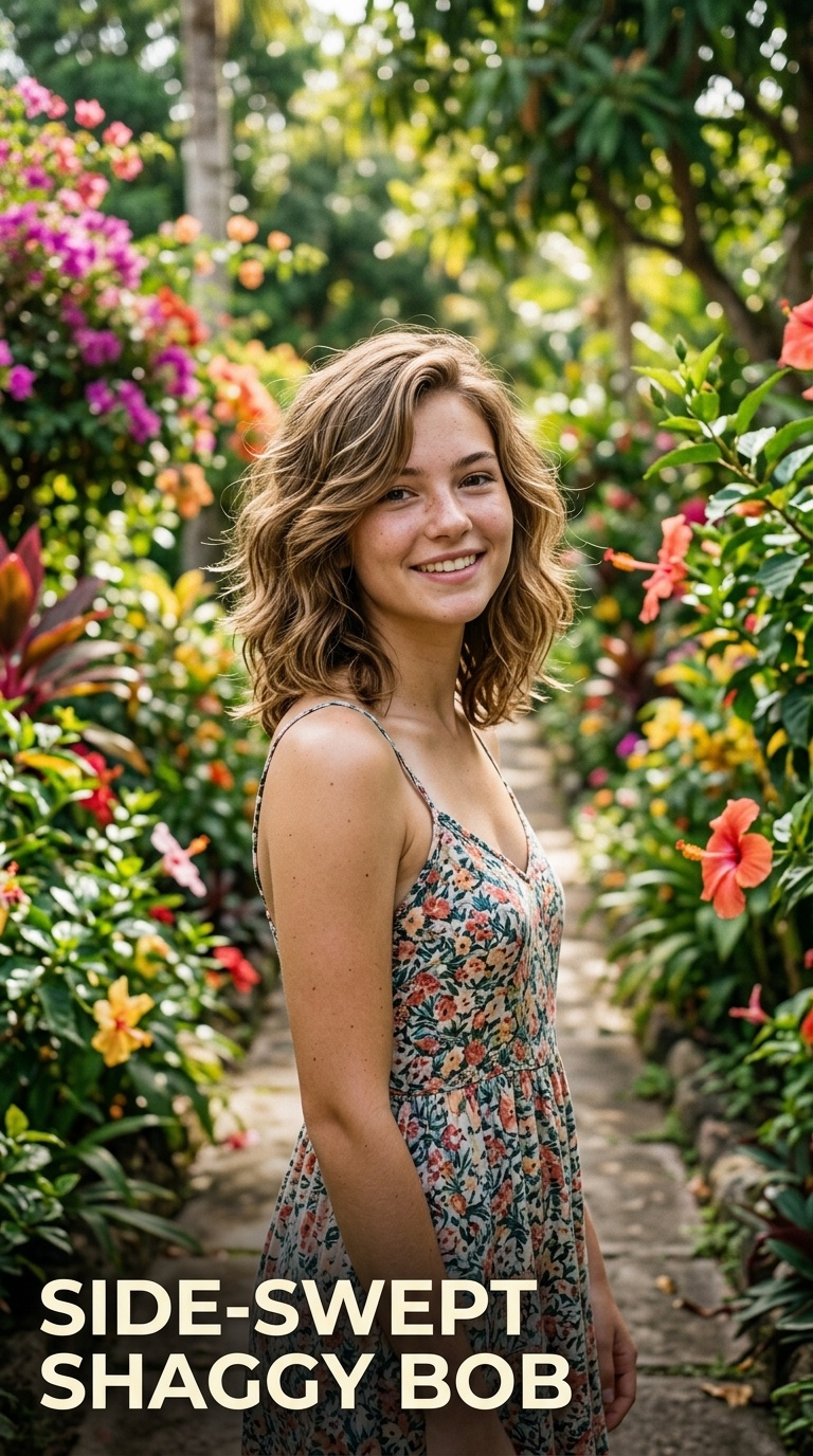 Side-Swept Shaggy Bob