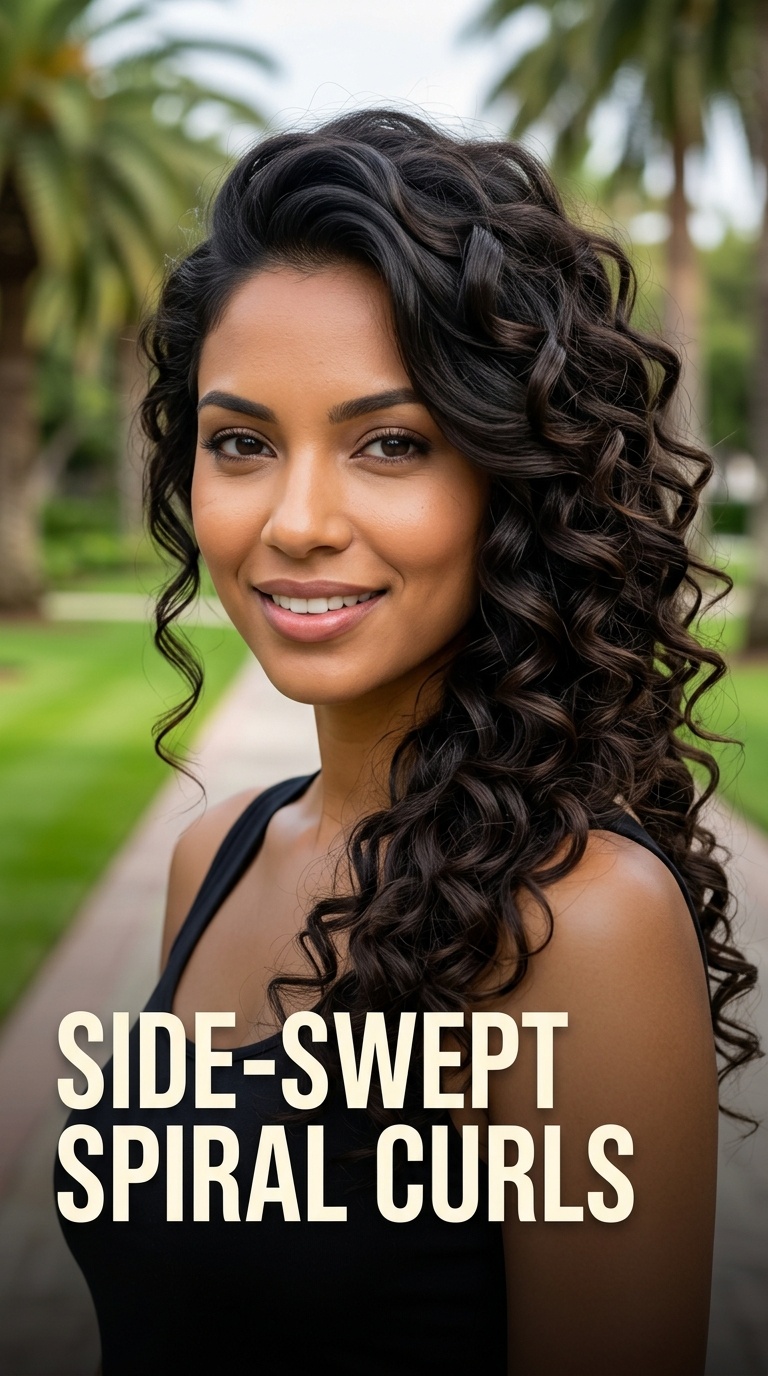 Side-Swept Spiral Curls
