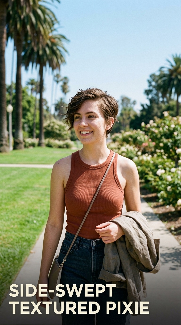 Side-Swept Textured Pixie
