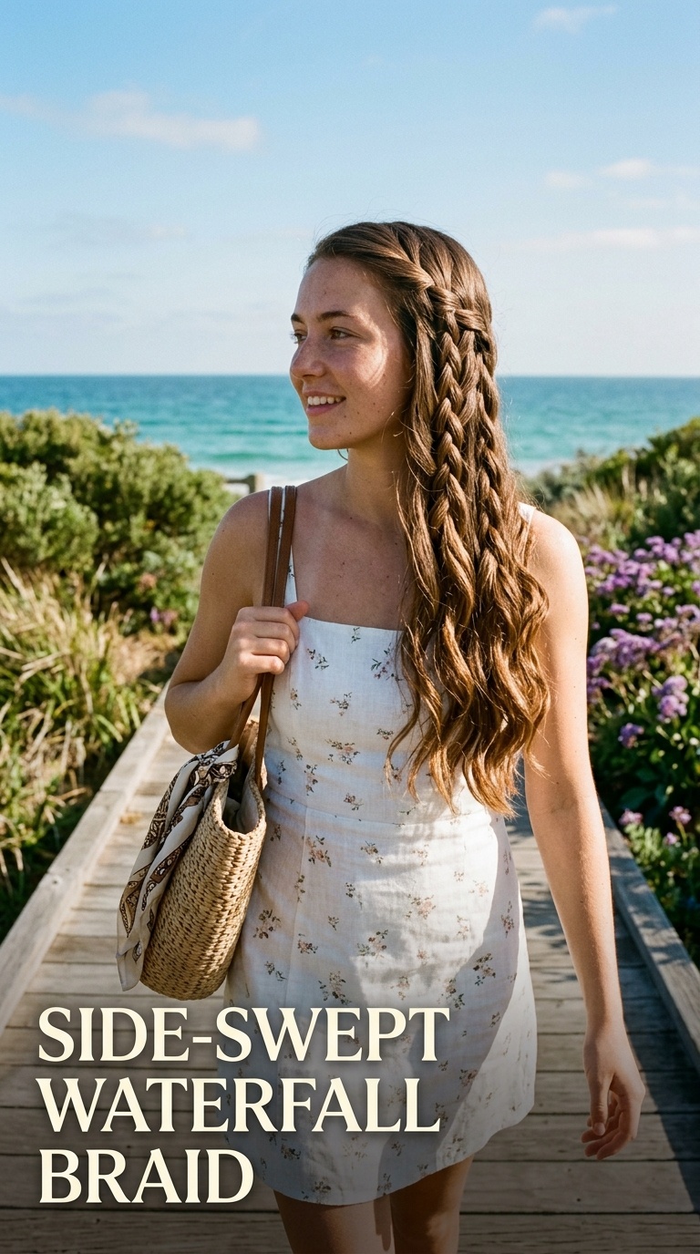 Side-Swept Waterfall Braid