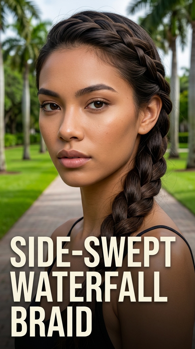 Side-Swept Waterfall Braid