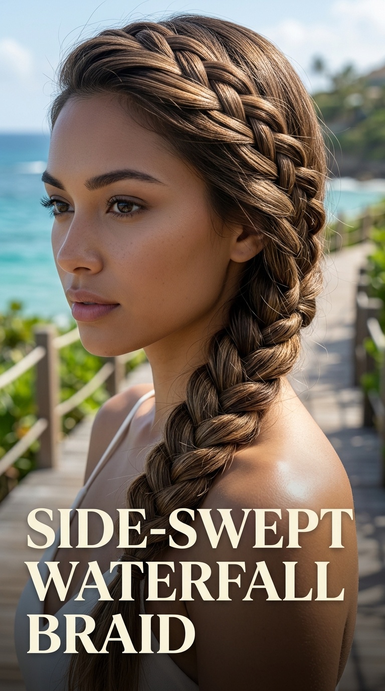 Side-Swept Waterfall Braid