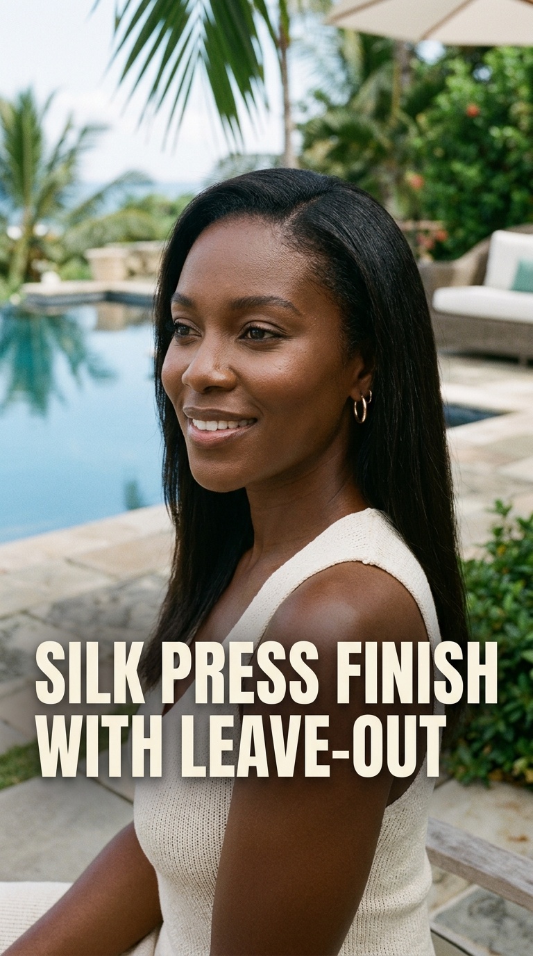 Silk Press Finish with Leave-Out
