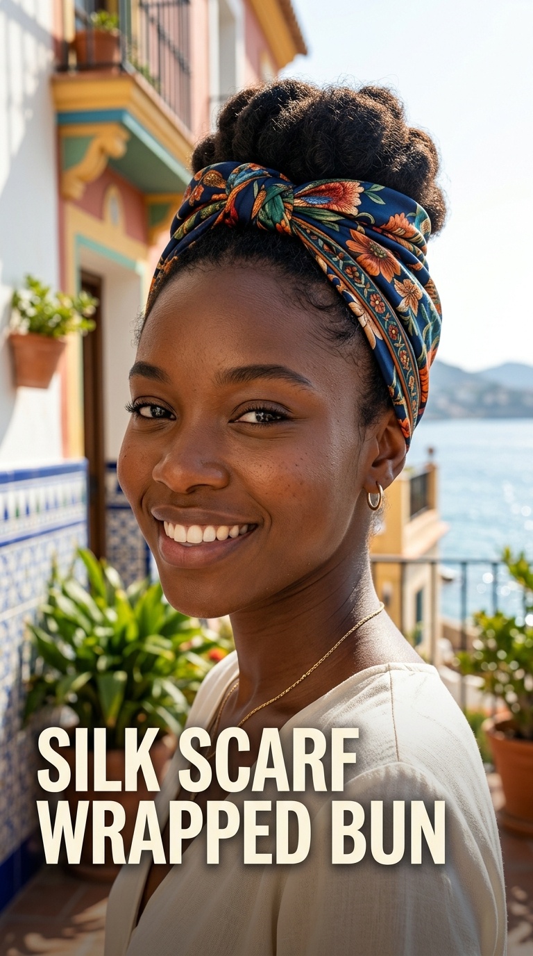 Silk Scarf Wrapped Bun