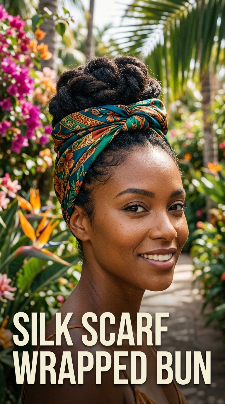 Silk Scarf Wrapped Bun