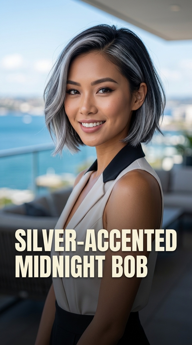 Silver-Accented Midnight Bob