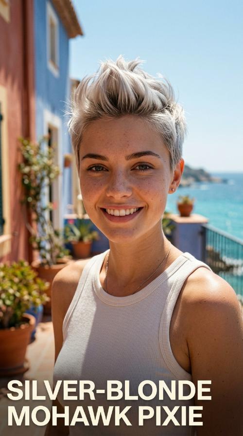 Silver-Blonde Mohawk Pixie