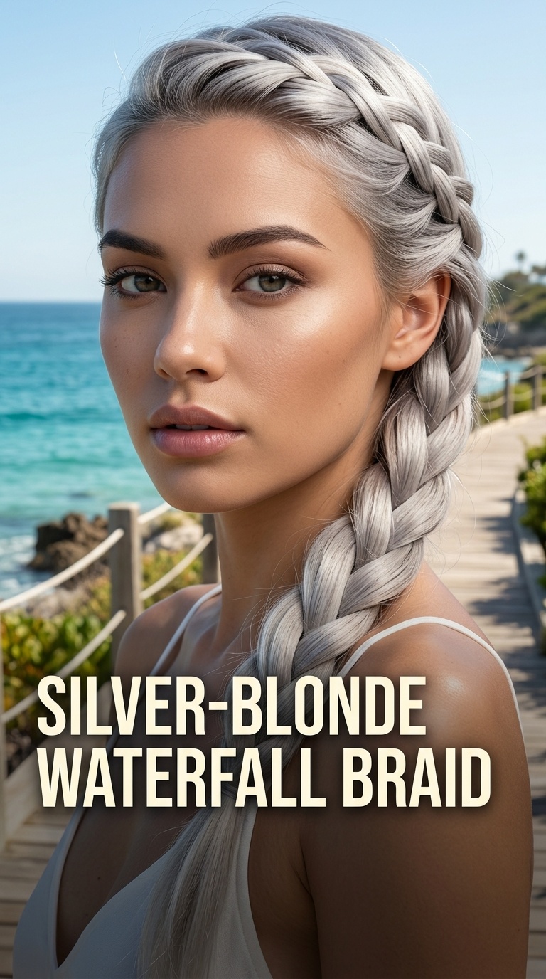 Silver-Blonde Waterfall Braid