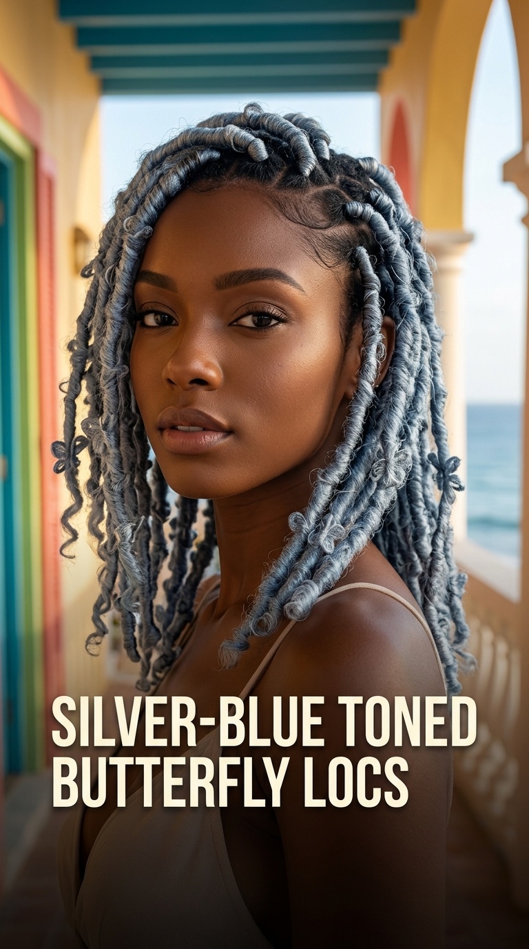 Silver-Blue Toned Butterfly Locs