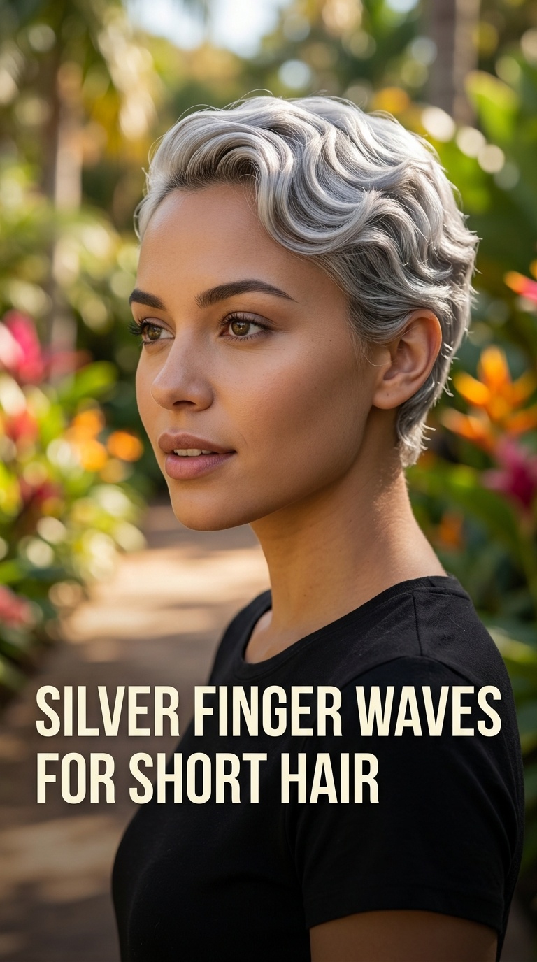 Silver Finger Waves for Short Hair