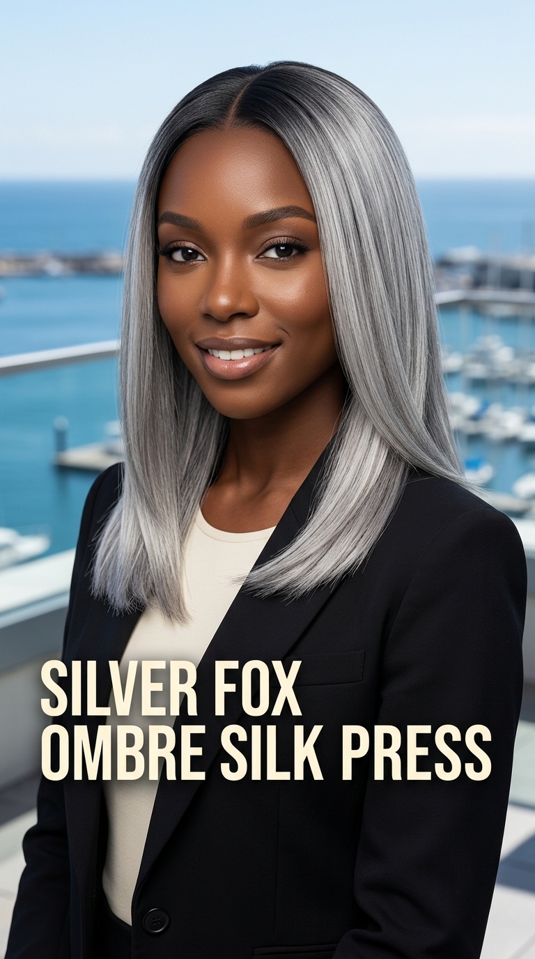 Silver Fox Ombre Silk Press