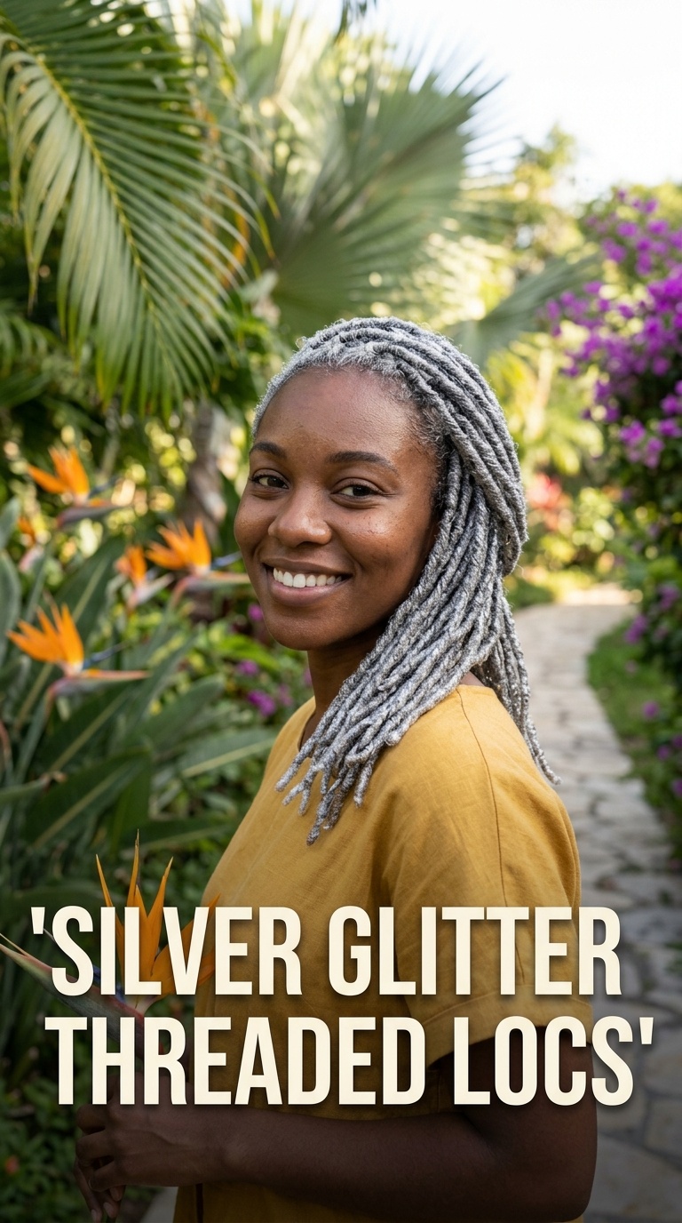 Silver Glitter Threaded Locs