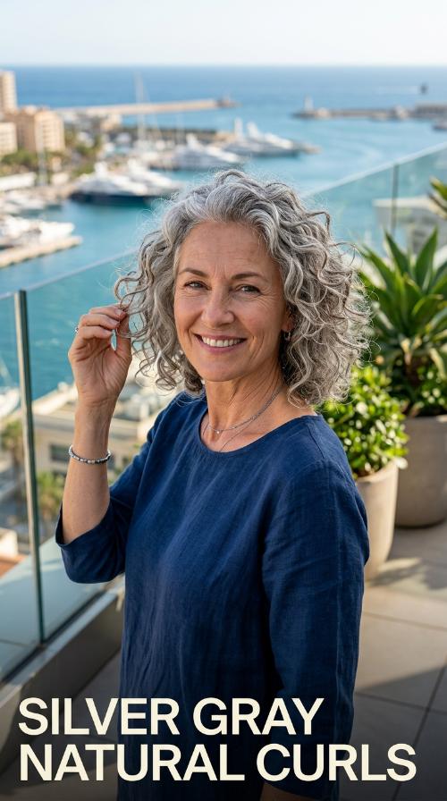 Silver Gray Natural Curls
