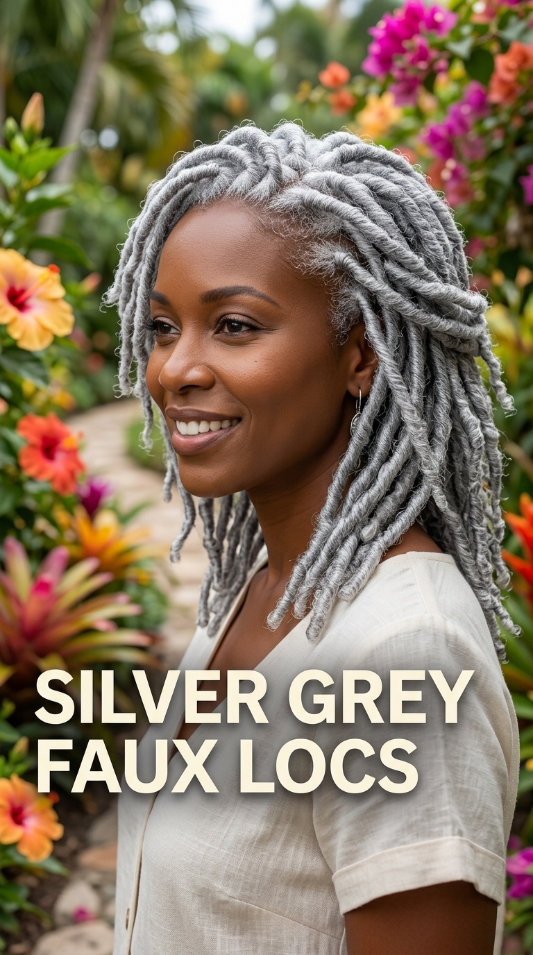 Silver Grey Faux Locs