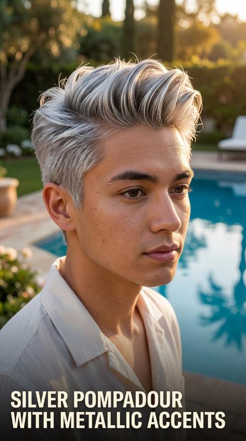 Silver Pompadour with Metallic Accents