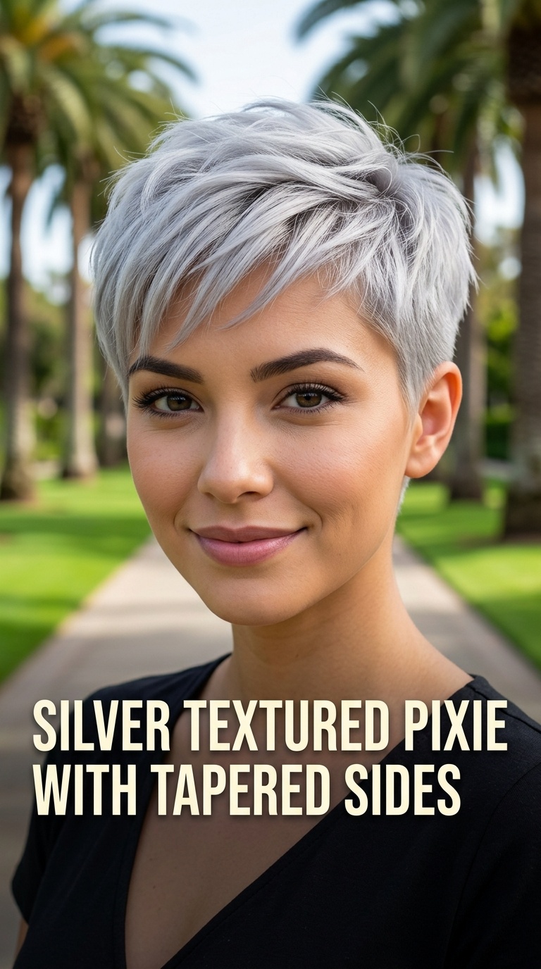 Silver Textured Pixie with Tapered Sides
