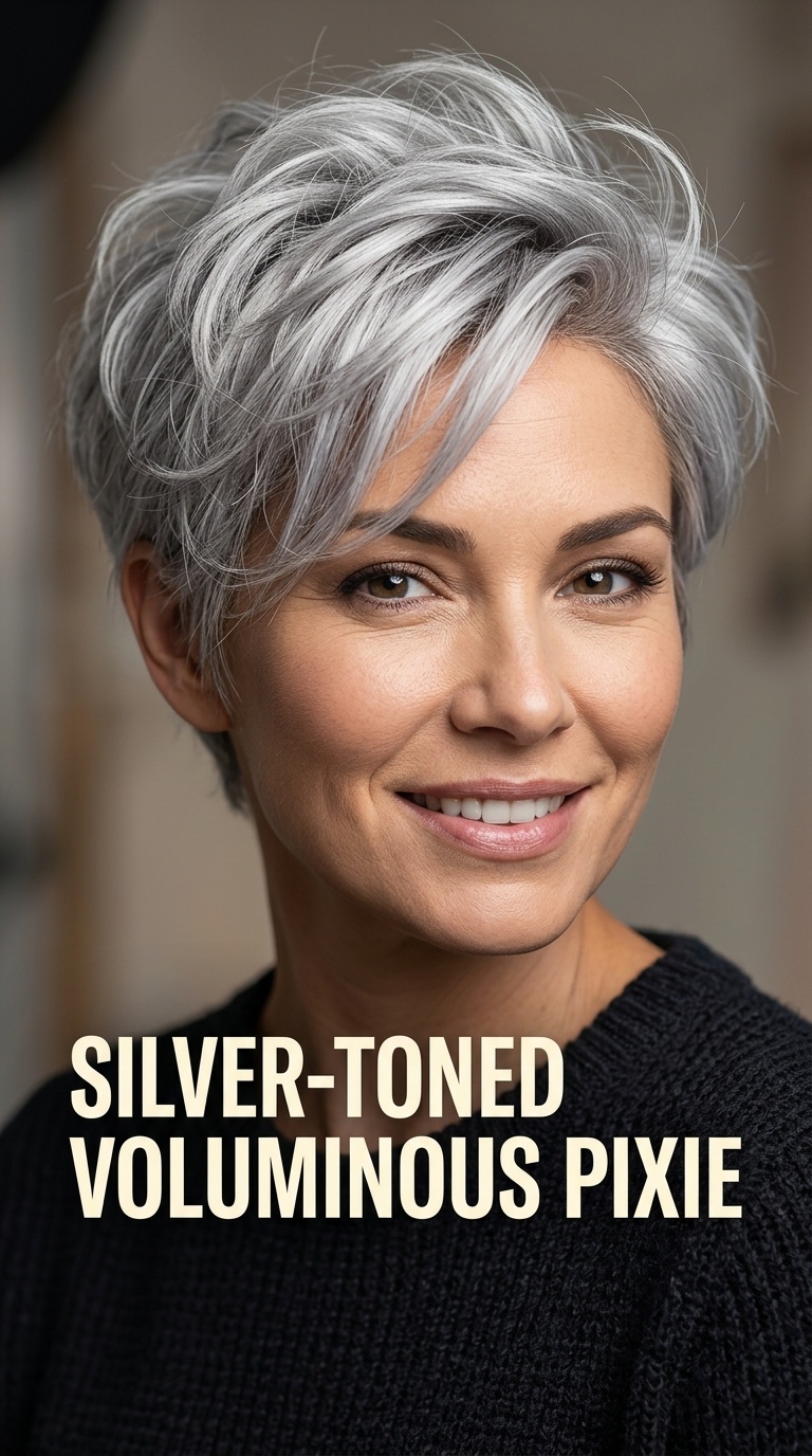 Silver-Toned Voluminous Pixie