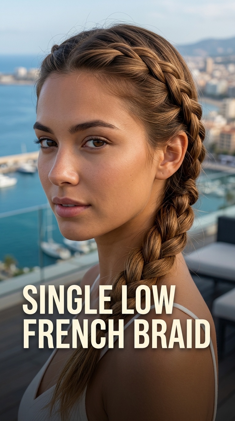 Single Low French Braid