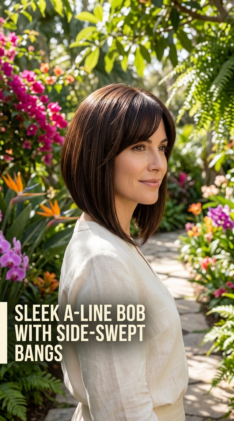 Sleek A-Line Bob with Side-Swept Bangs