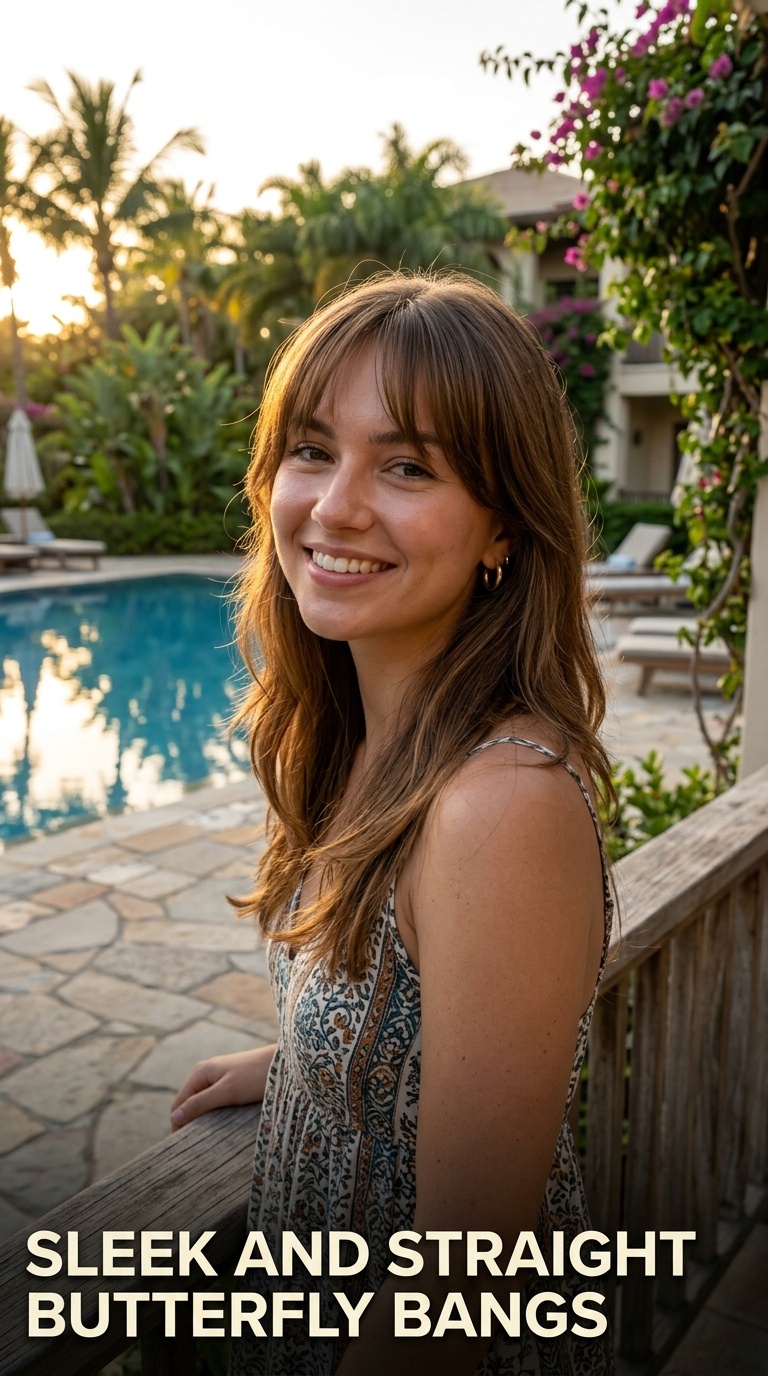 Sleek and Straight Butterfly Bangs
