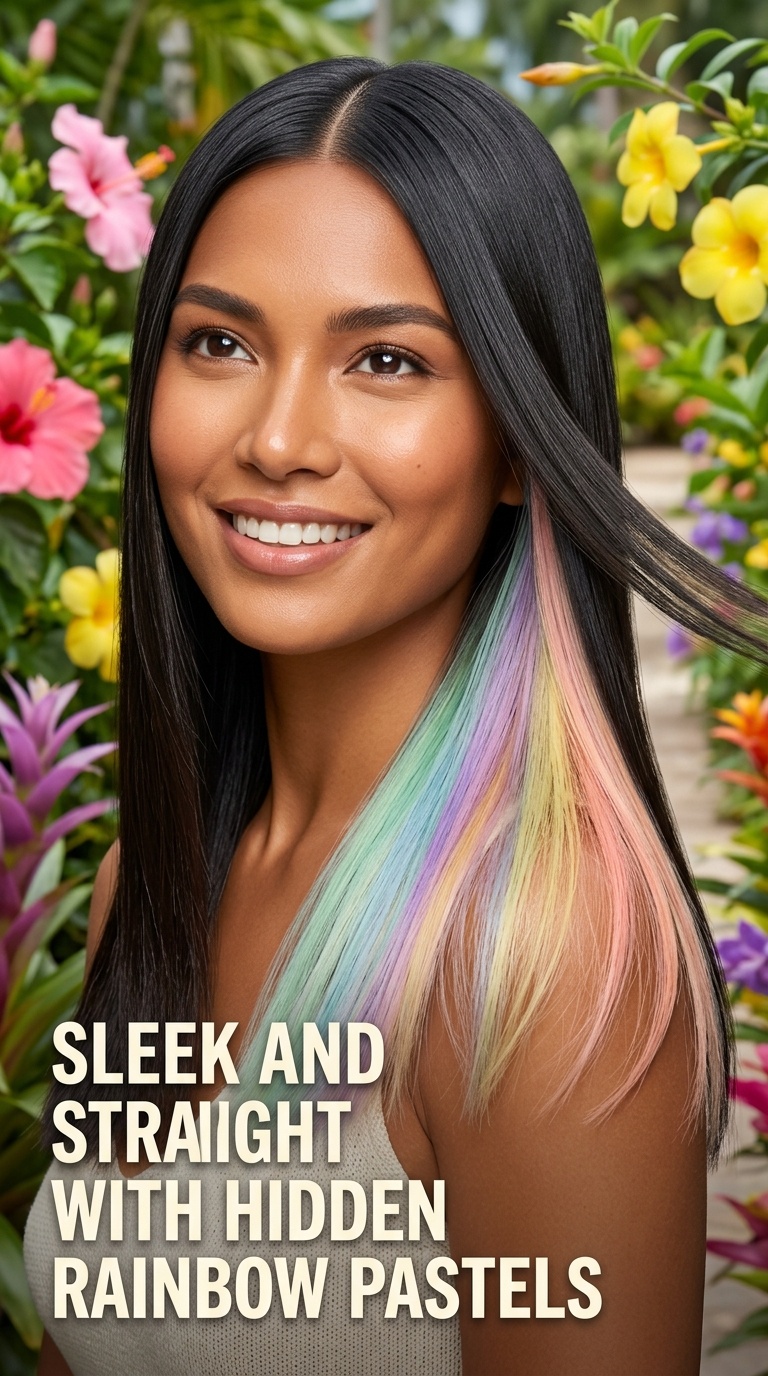 Sleek and Straight with Hidden Rainbow Pastels