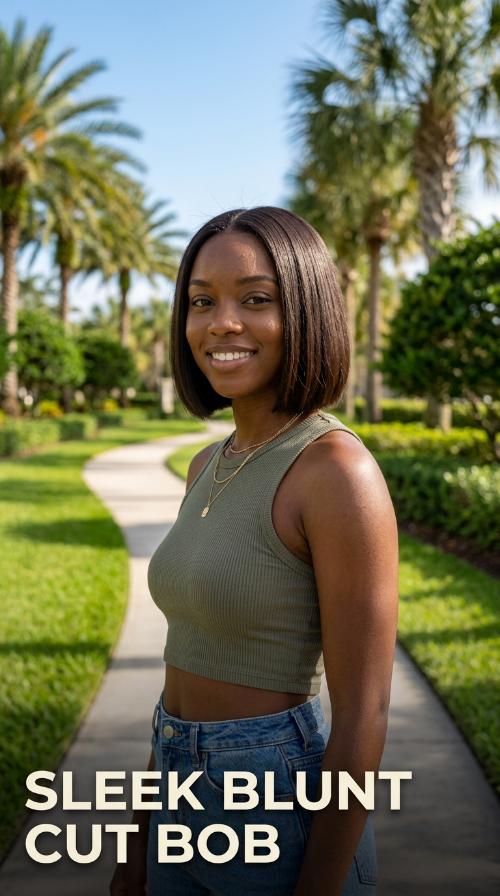 Sleek Blunt Cut Bob