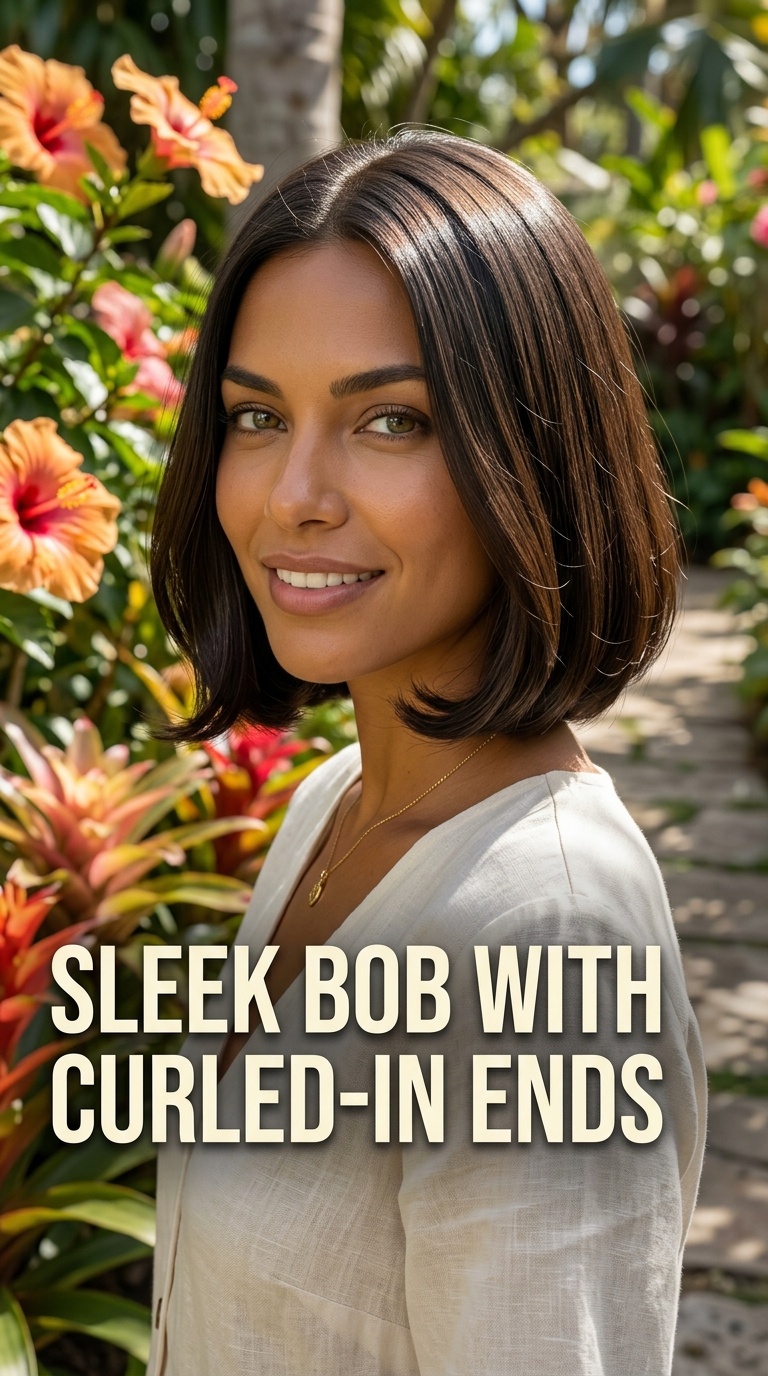 Sleek Bob with Curled-In Ends