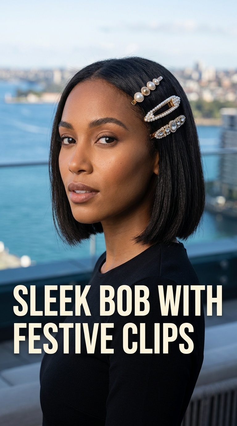 Sleek Bob with Festive Clips