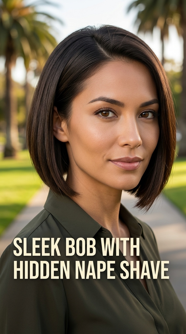 Sleek Bob with Hidden Nape Shave