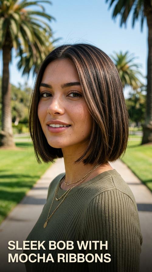 Sleek Bob with Mocha Ribbons