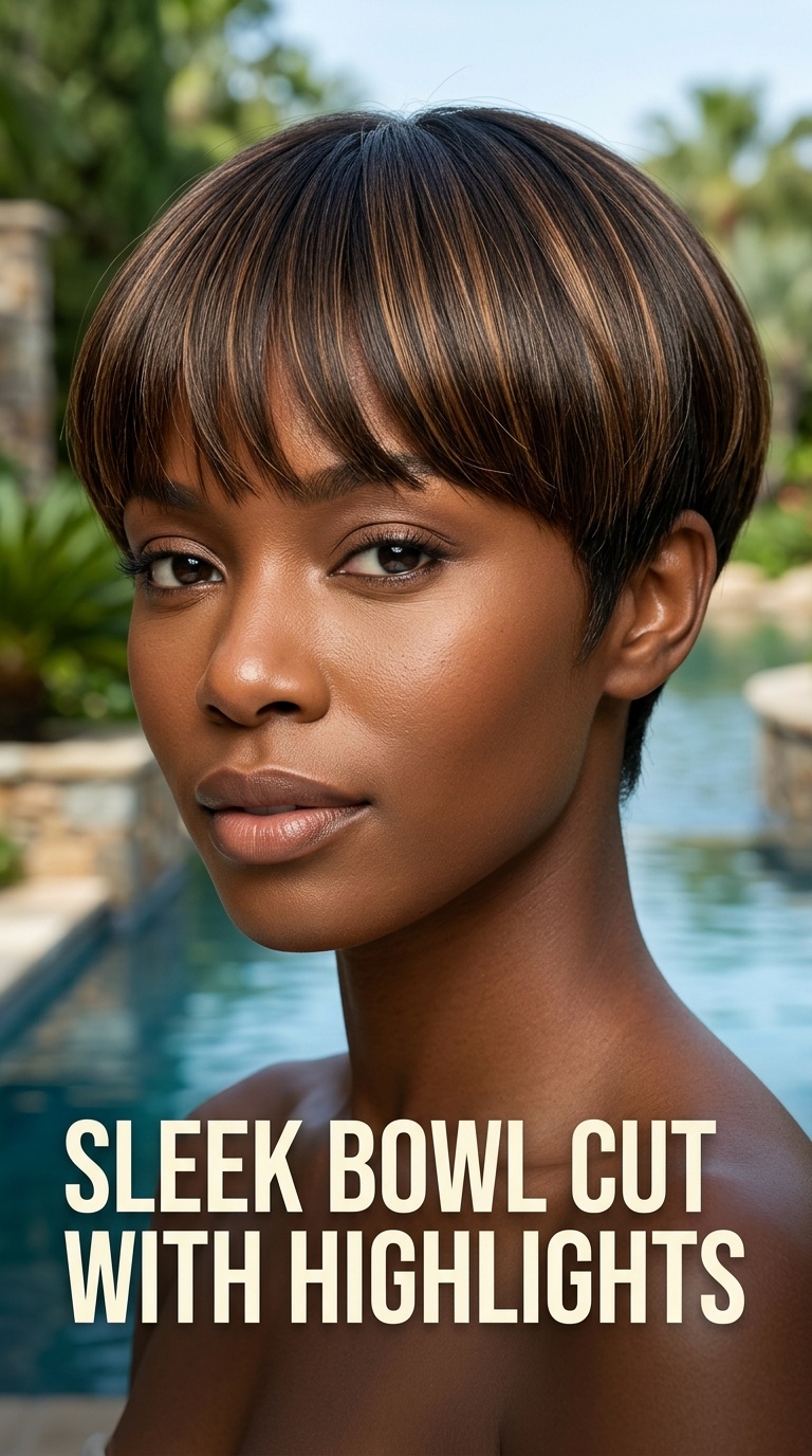 Sleek Bowl Cut with Highlights