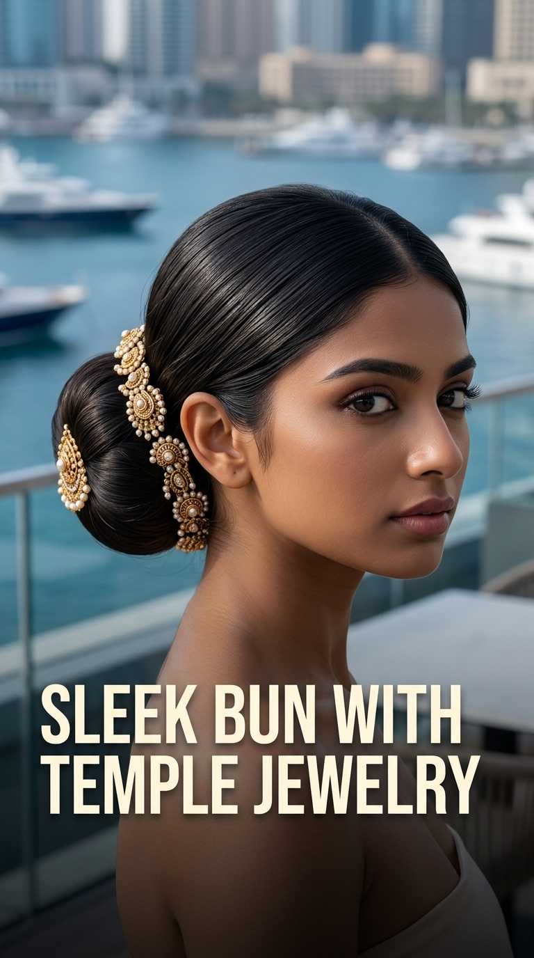 Sleek Bun with Temple Jewelry